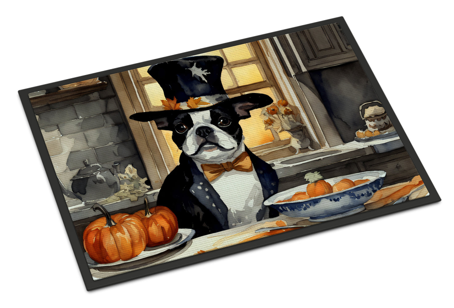 Buy this Boston Terrier Fall Kitchen Pumpkins Doormat