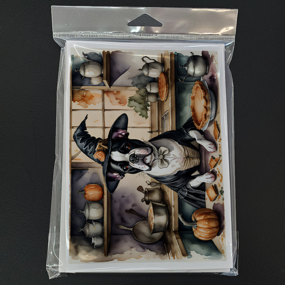 Boston Terrier Fall Kitchen Pumpkins Greeting Cards Pack of 8
