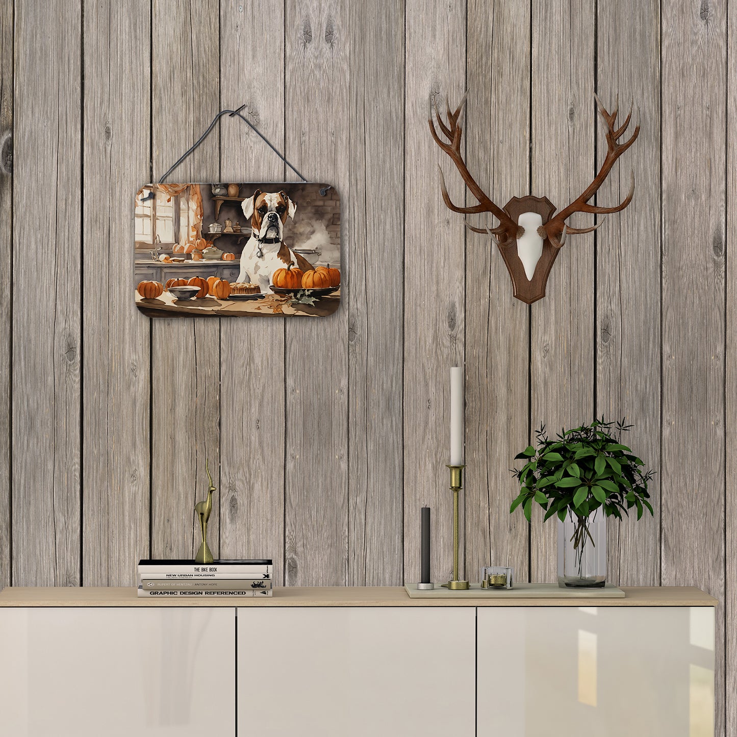 Boxer Fall Kitchen Pumpkins Wall or Door Hanging Prints