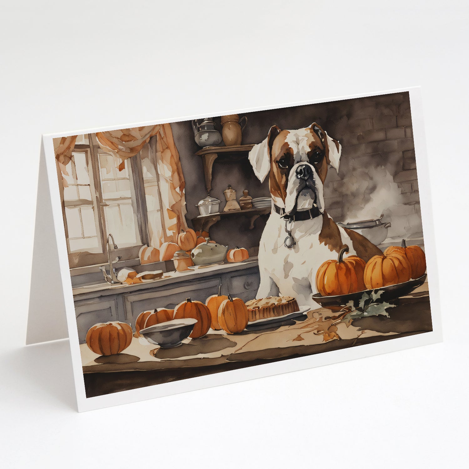 Buy this Boxer Fall Kitchen Pumpkins Greeting Cards Pack of 8