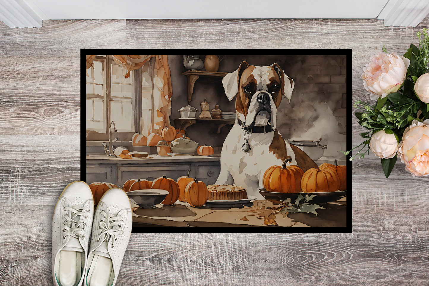 Boxer Fall Kitchen Pumpkins Doormat