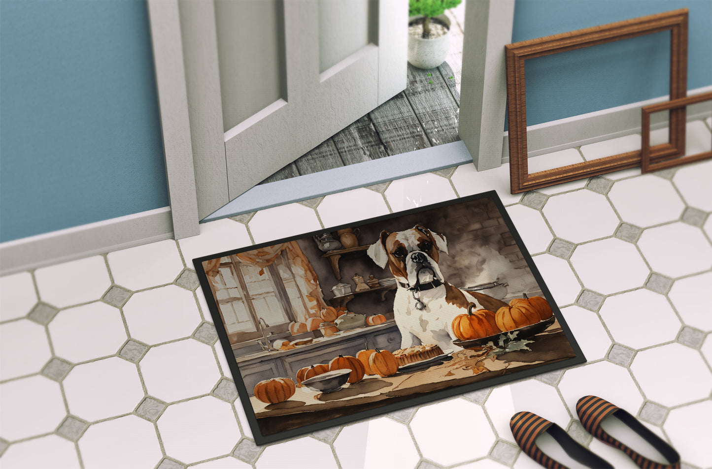 Boxer Fall Kitchen Pumpkins Doormat