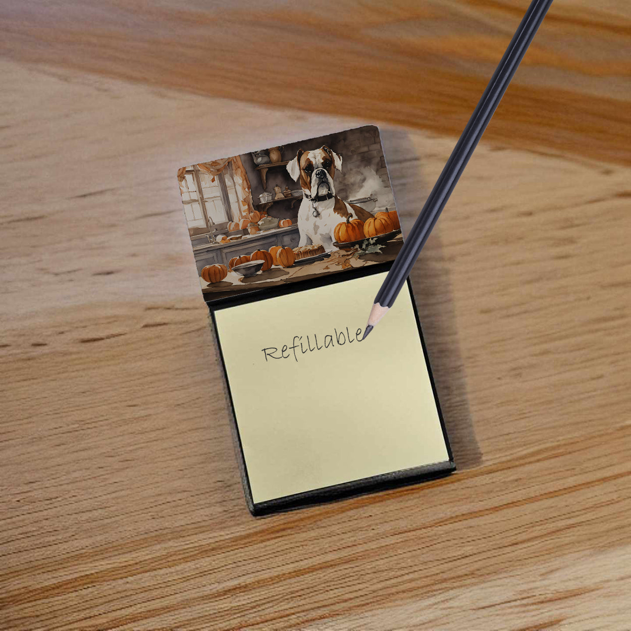 Boxer Fall Kitchen Pumpkins Sticky Note Holder