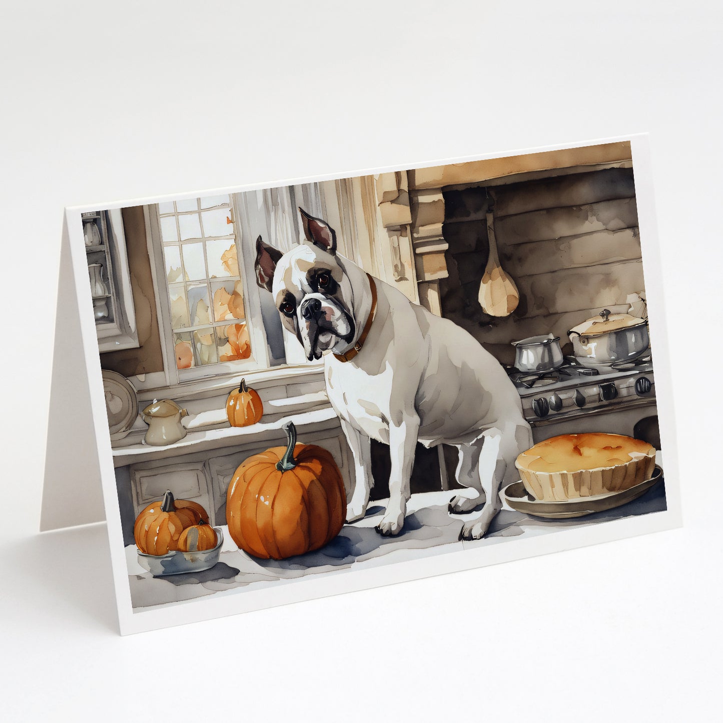 Buy this Boxer Fall Kitchen Pumpkins Greeting Cards Pack of 8