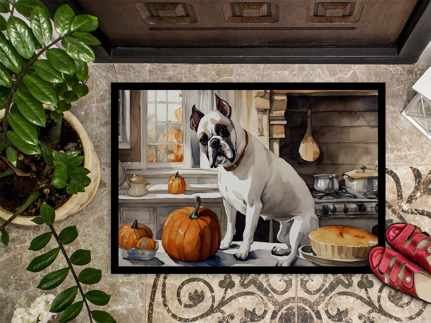 Boxer Fall Kitchen Pumpkins Doormat