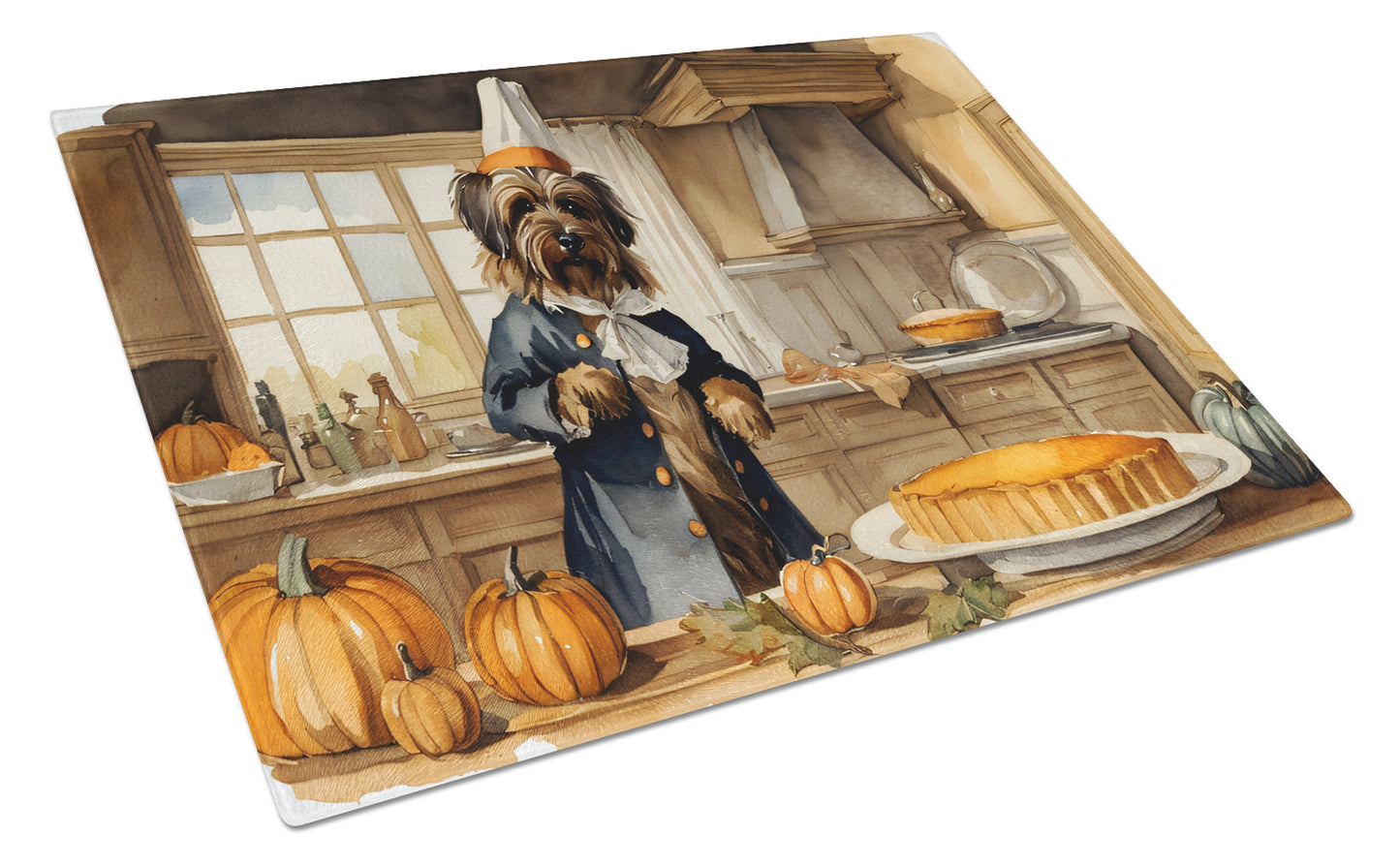 Buy this Briard Fall Kitchen Pumpkins Glass Cutting Board