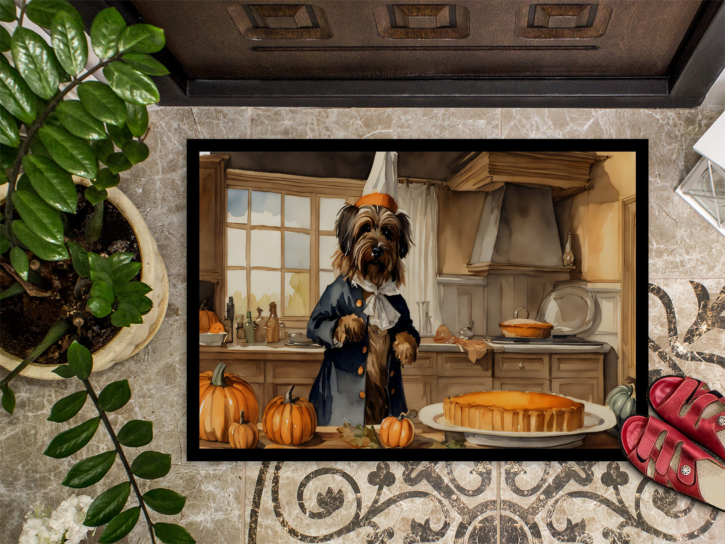 Briard Fall Kitchen Pumpkins Doormat