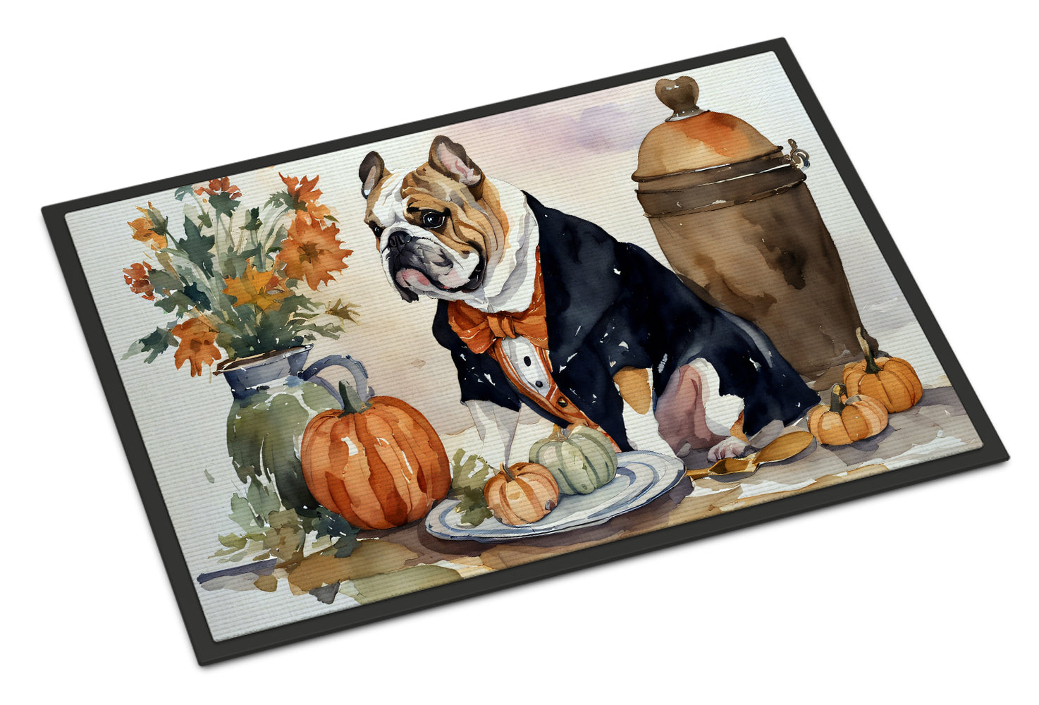 Buy this English Bulldog Fall Kitchen Pumpkins Doormat