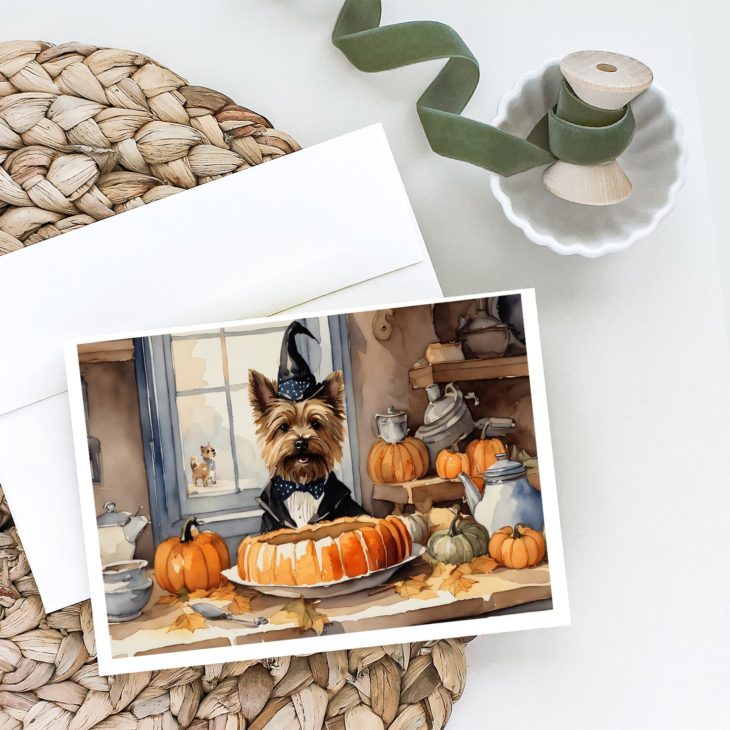 Cairn Terrier Fall Kitchen Pumpkins Greeting Cards Pack of 8