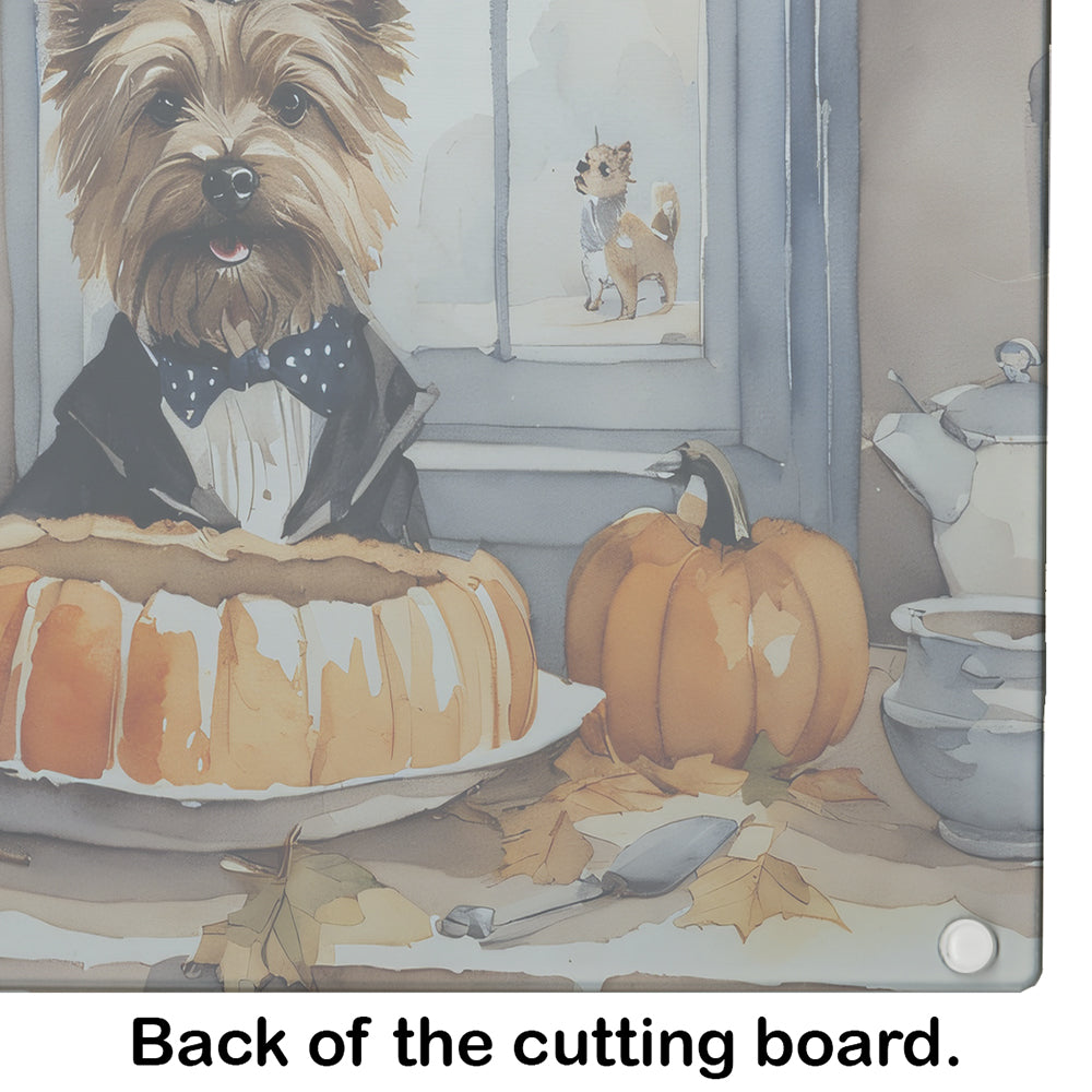 Cairn Terrier Fall Kitchen Pumpkins Glass Cutting Board