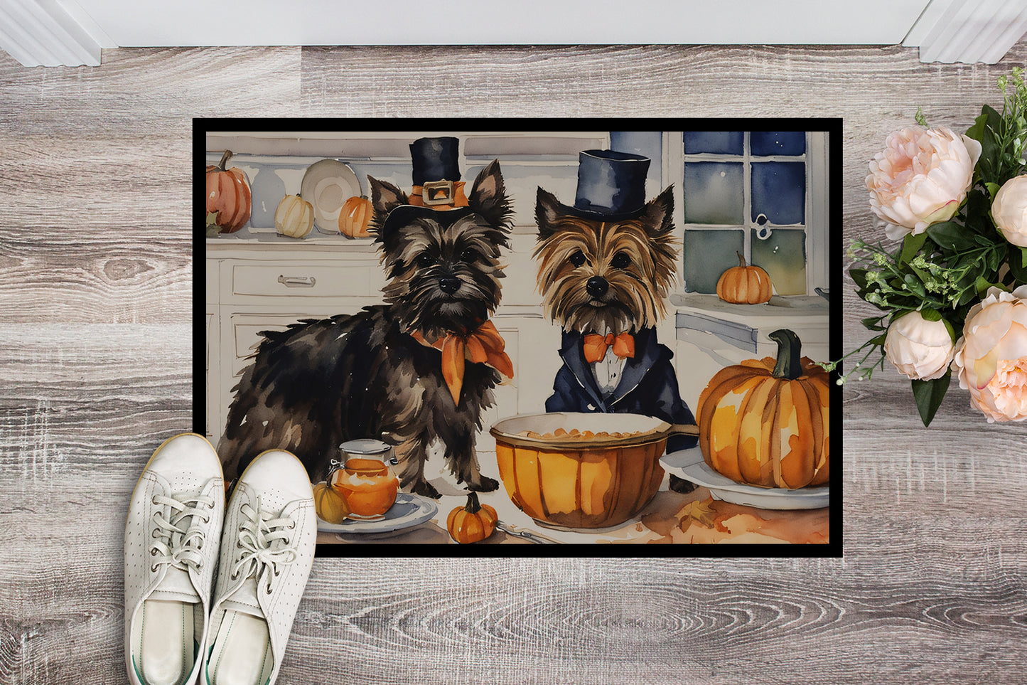 Cairn Terrier Fall Kitchen Pumpkins Doormat