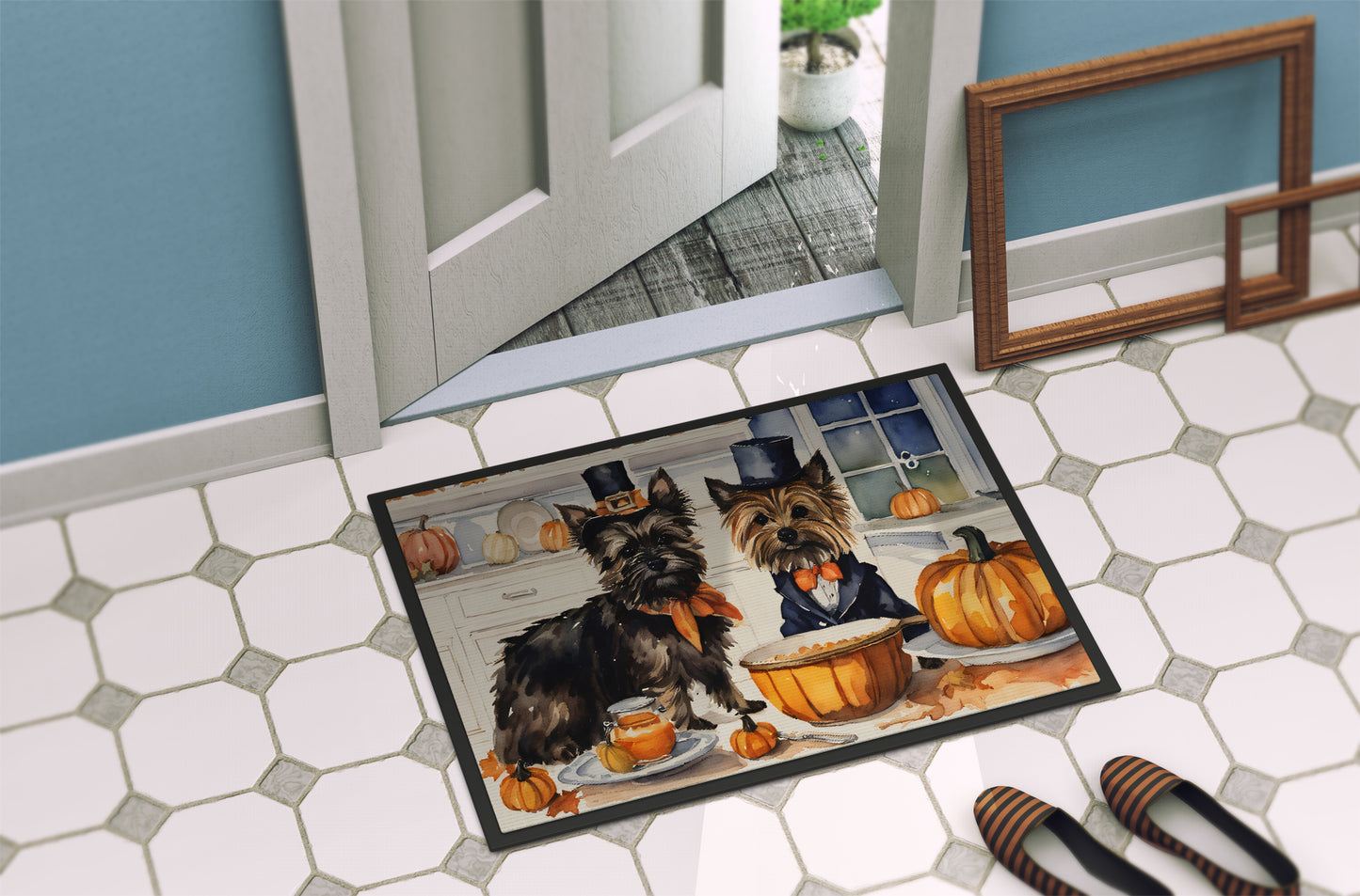 Cairn Terrier Fall Kitchen Pumpkins Doormat