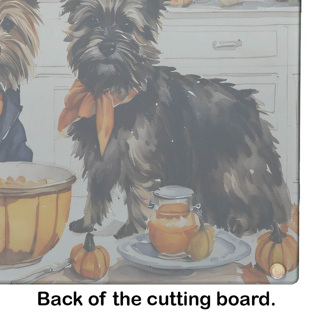 Cairn Terrier Fall Kitchen Pumpkins Glass Cutting Board