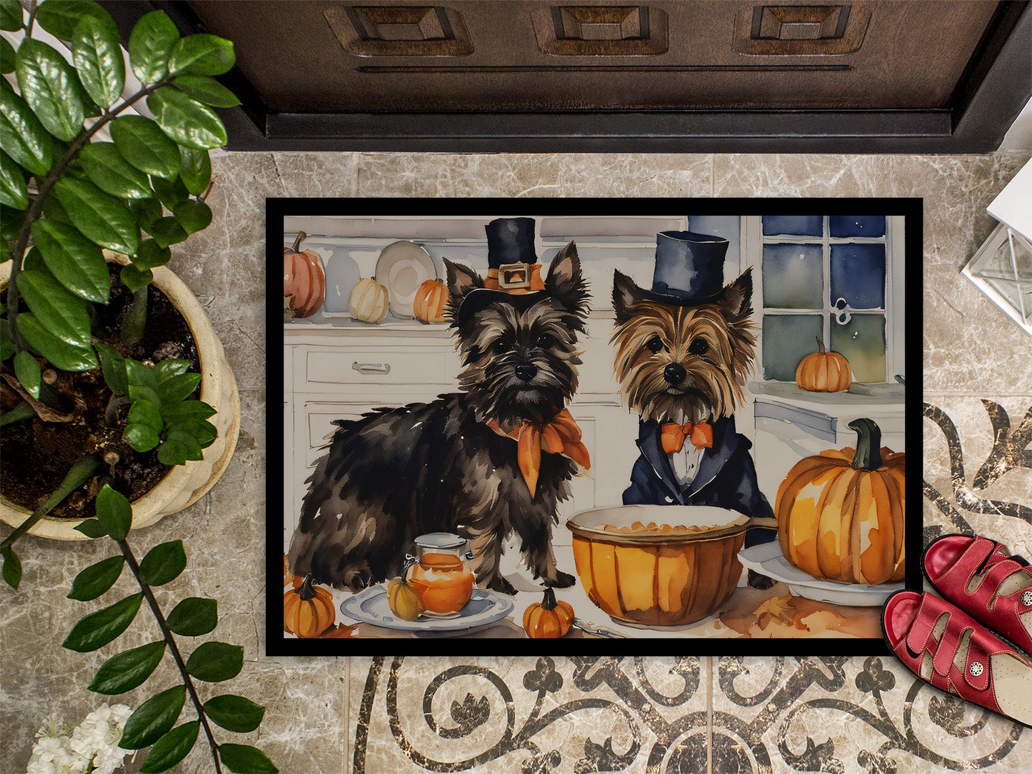 Cairn Terrier Fall Kitchen Pumpkins Doormat