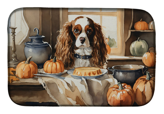 Buy this Cavalier Spaniel Fall Kitchen Pumpkins Dish Drying Mat