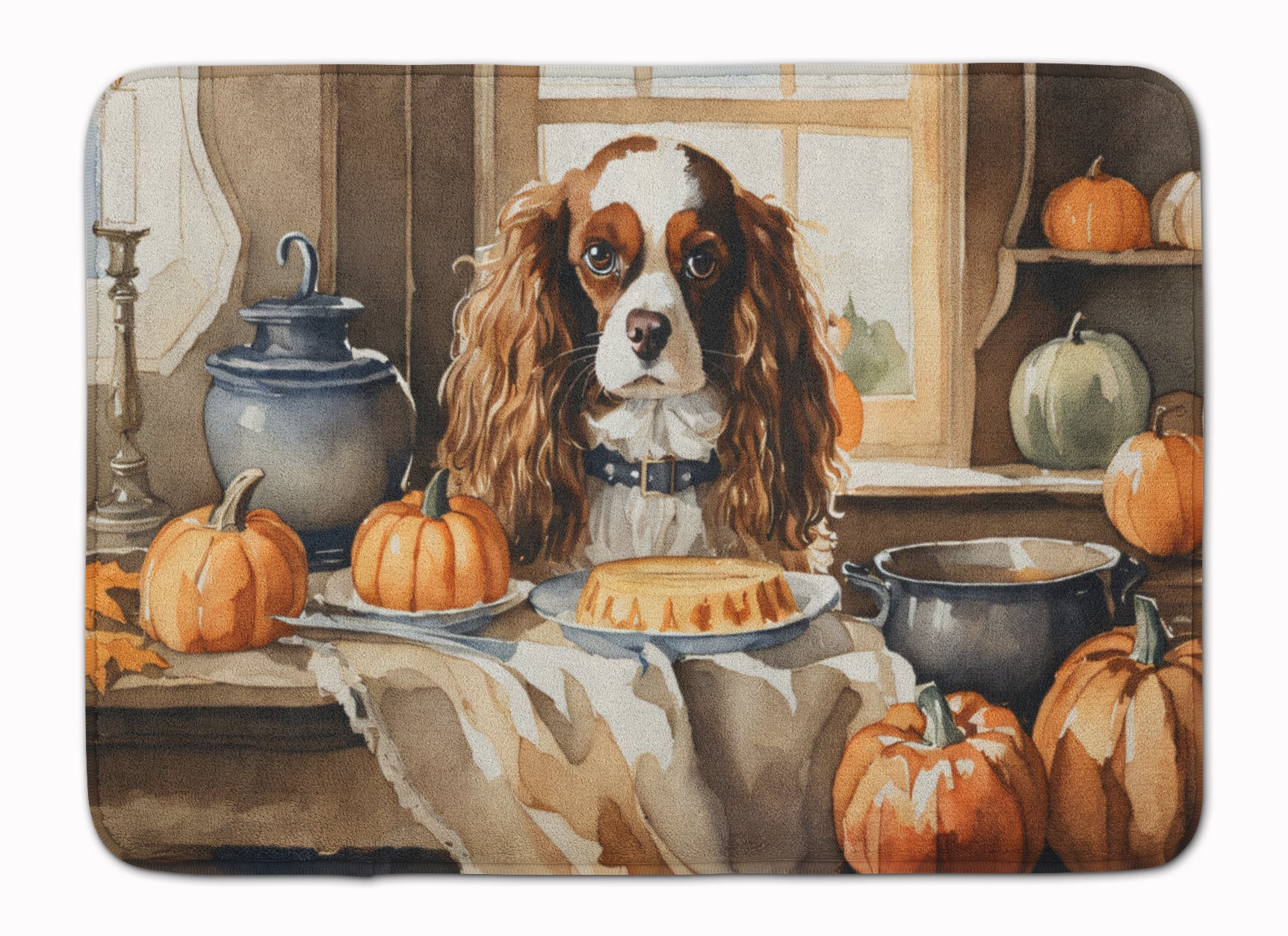 Buy this Cavalier Spaniel Fall Kitchen Pumpkins Memory Foam Kitchen Mat