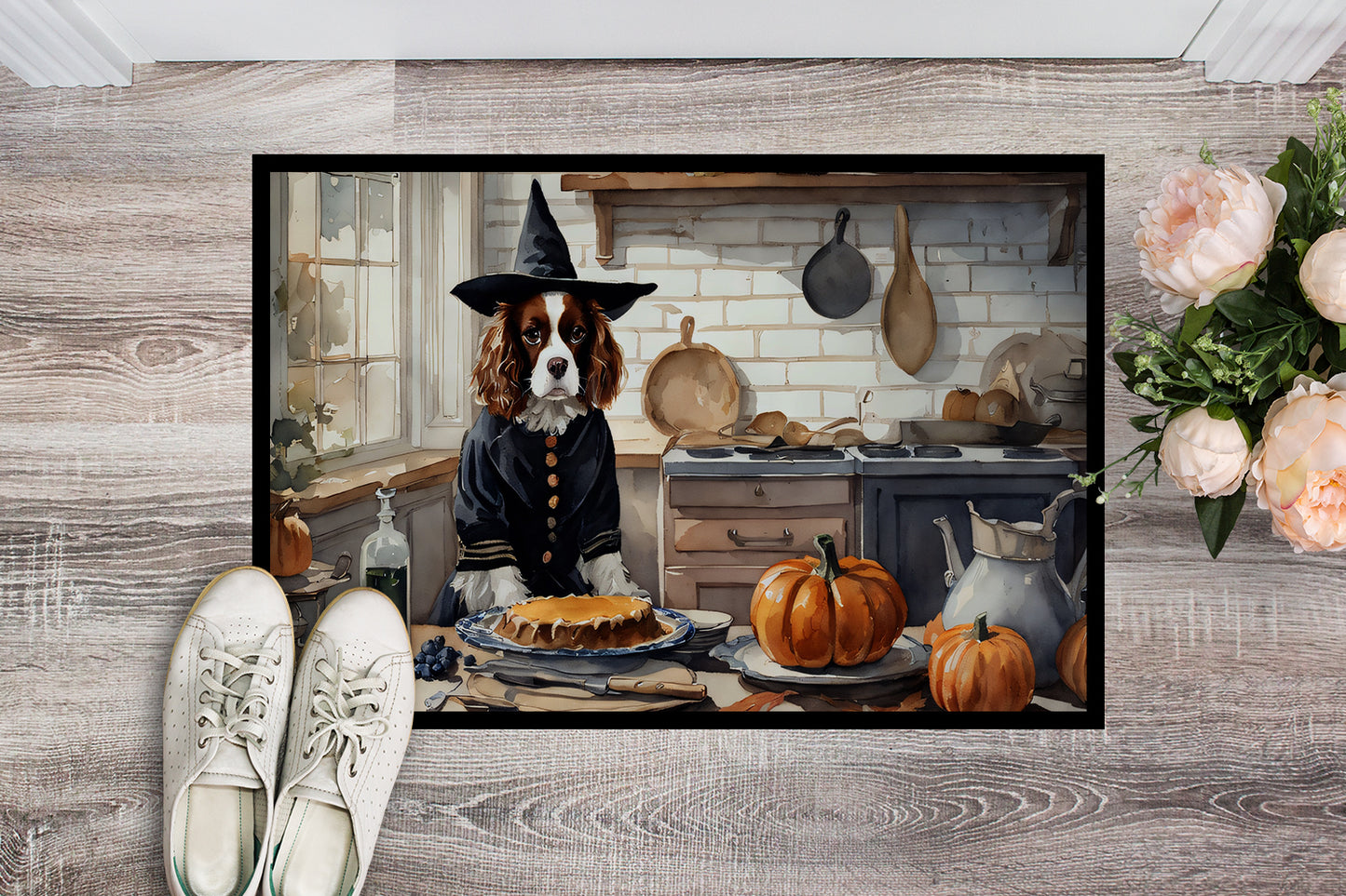 Cavalier Spaniel Fall Kitchen Pumpkins Doormat