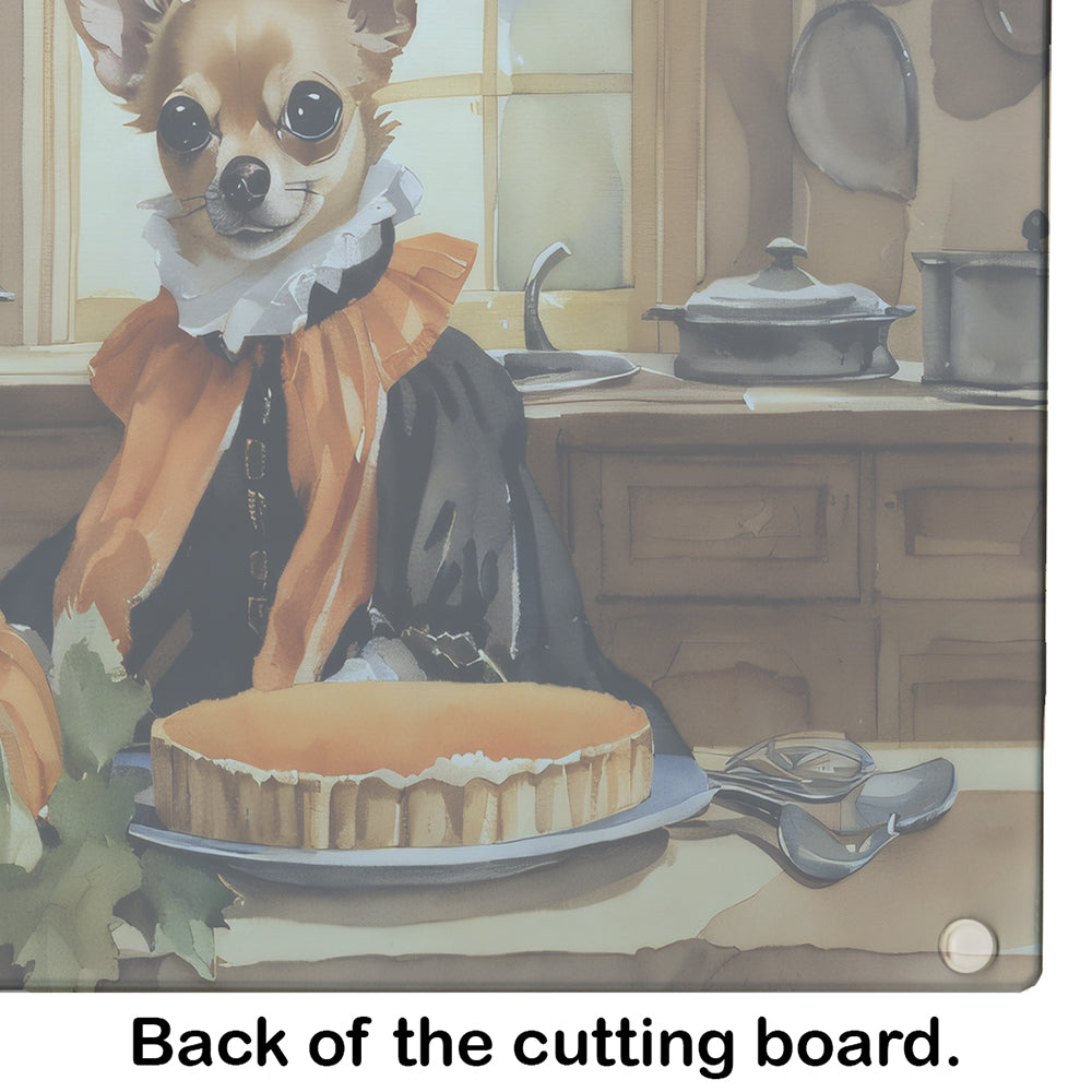 Chihuahua Fall Kitchen Pumpkins Glass Cutting Board