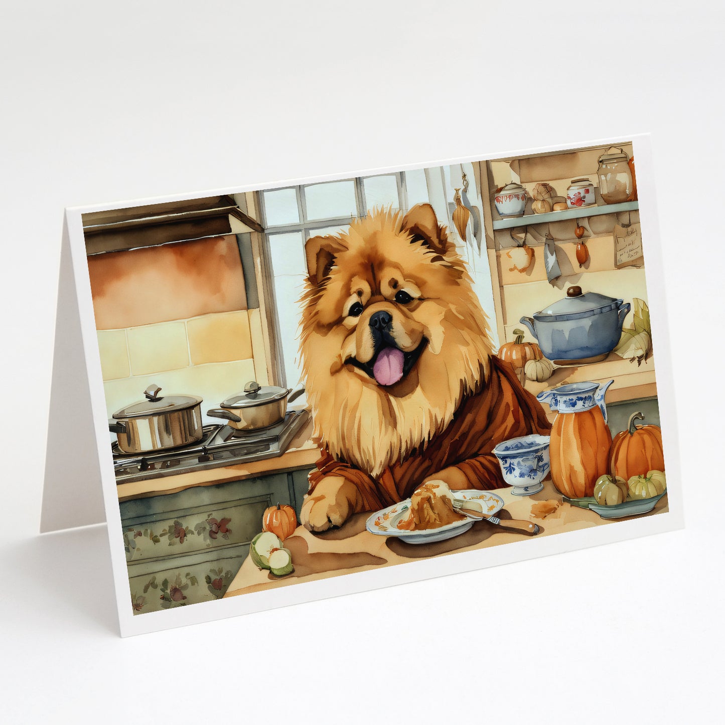 Buy this Chow Chow Fall Kitchen Pumpkins Greeting Cards Pack of 8