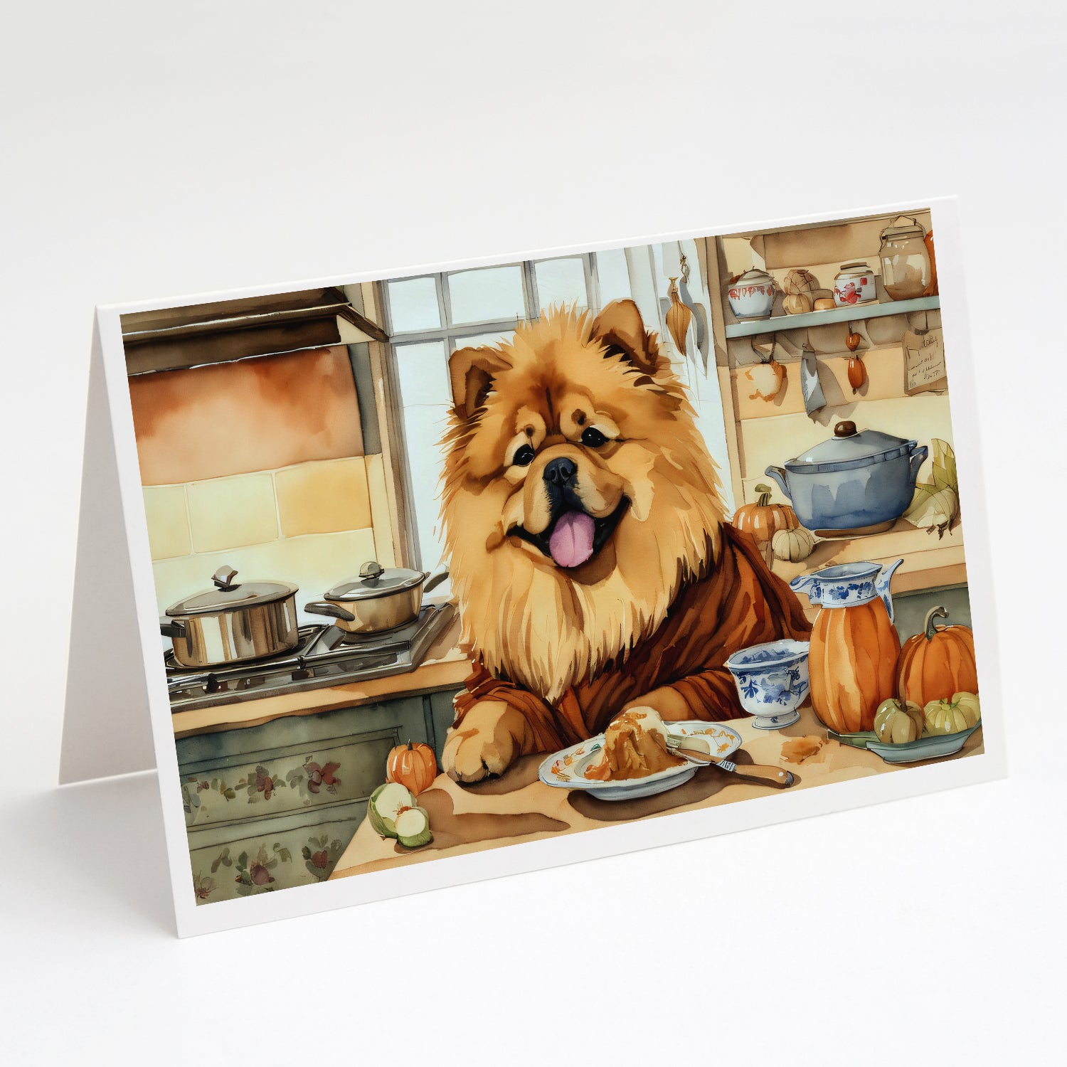 Buy this Chow Chow Fall Kitchen Pumpkins Greeting Cards Pack of 8