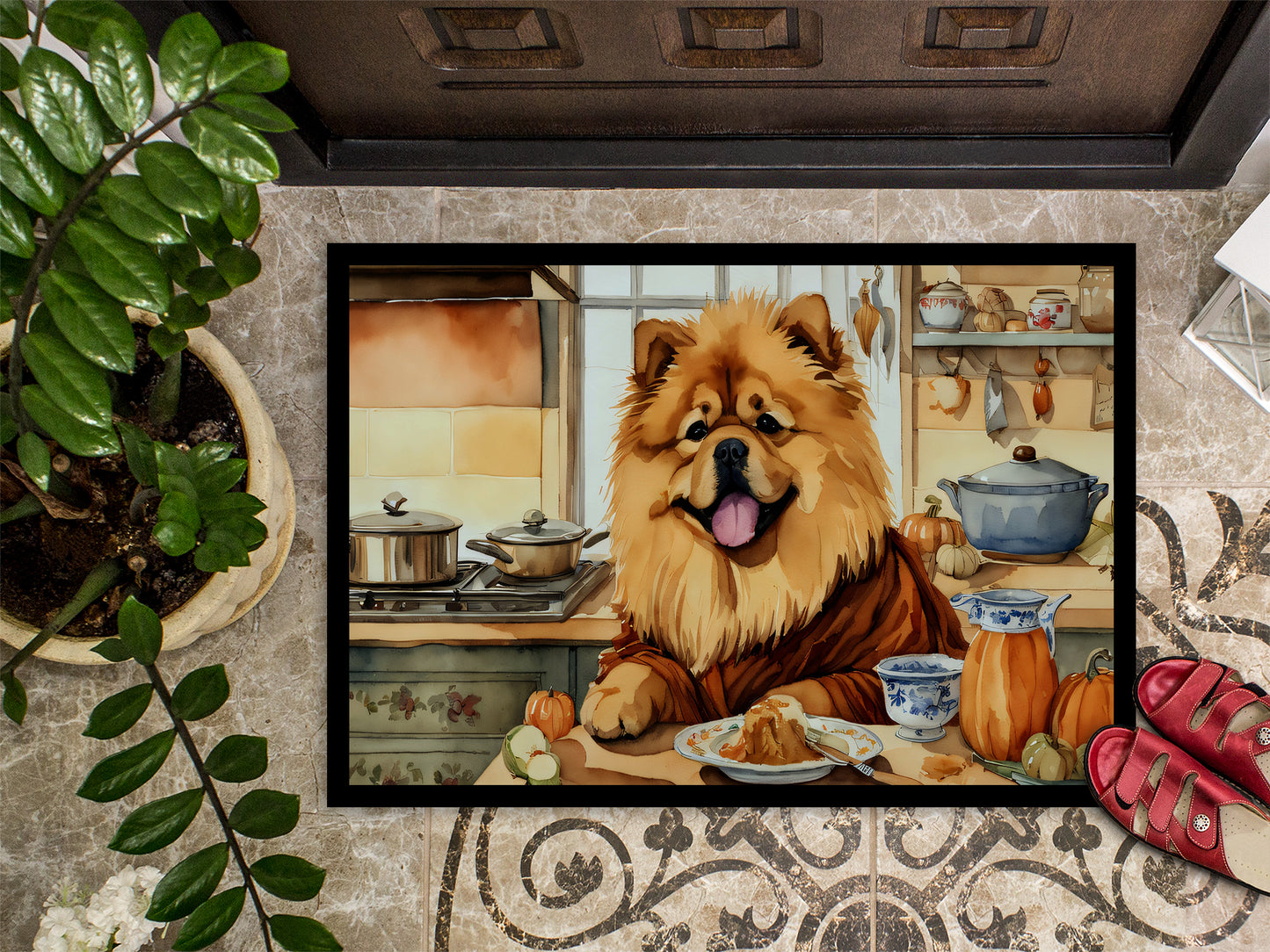 Chow Chow Fall Kitchen Pumpkins Doormat