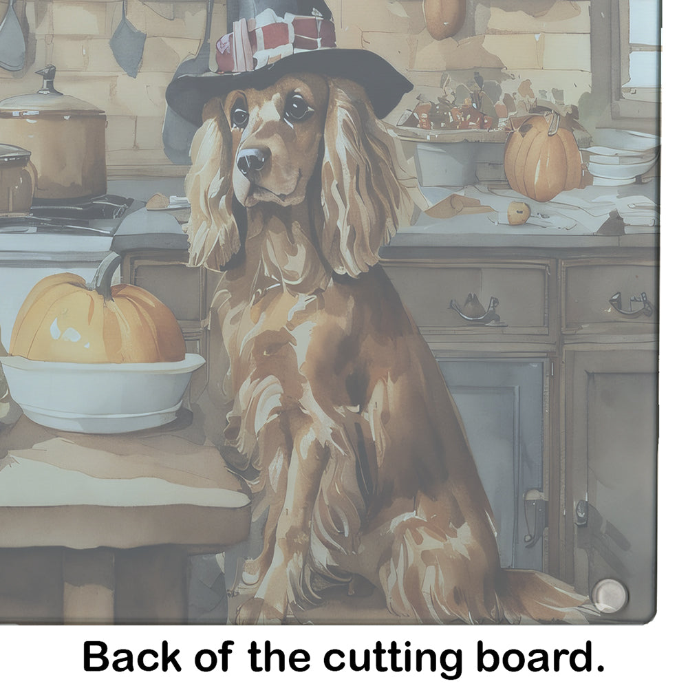 Cocker Spaniel Fall Kitchen Pumpkins Glass Cutting Board