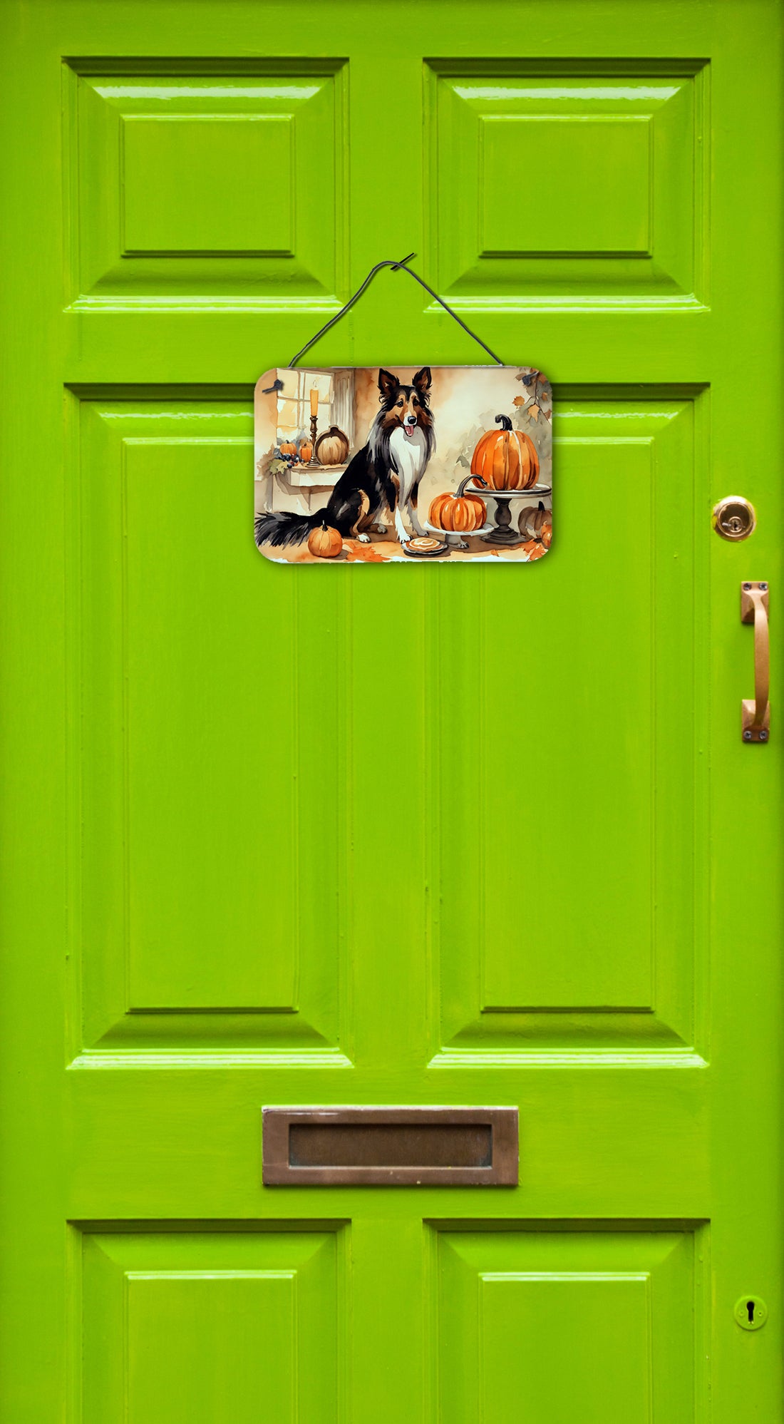 Collie Fall Kitchen Pumpkins Wall or Door Hanging Prints