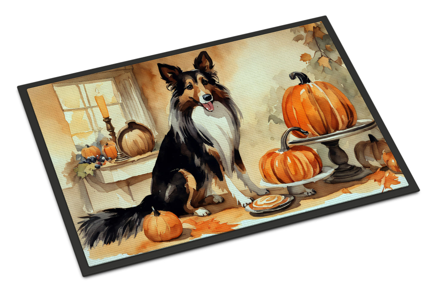 Buy this Collie Fall Kitchen Pumpkins Doormat