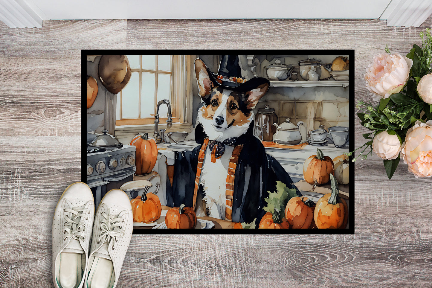 Corgi Fall Kitchen Pumpkins Doormat