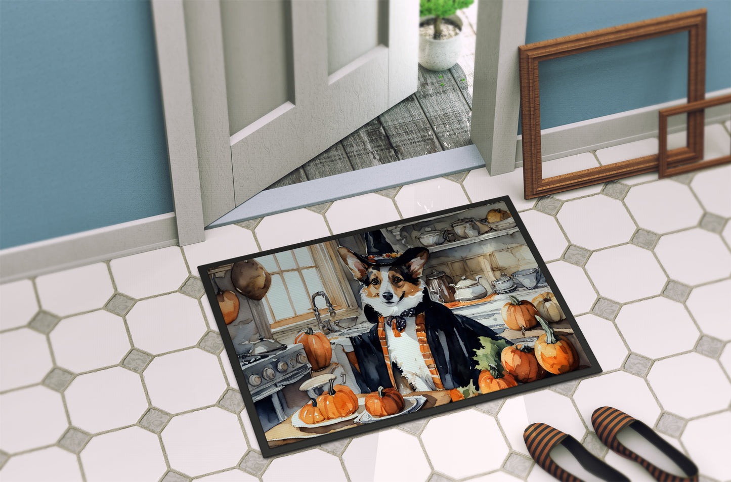 Corgi Fall Kitchen Pumpkins Doormat