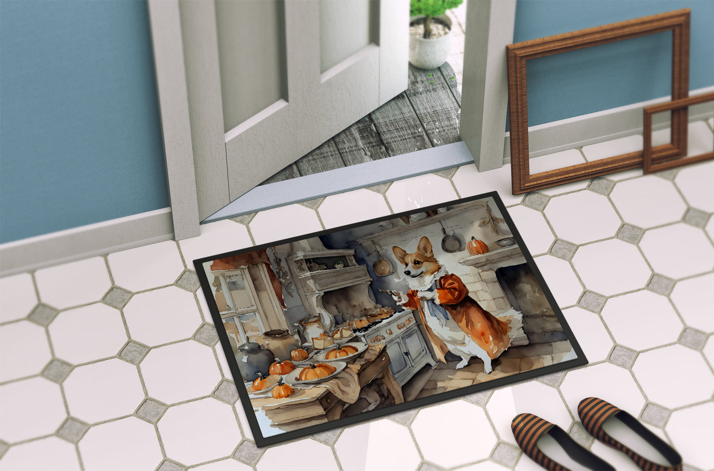 Corgi Fall Kitchen Pumpkins Doormat