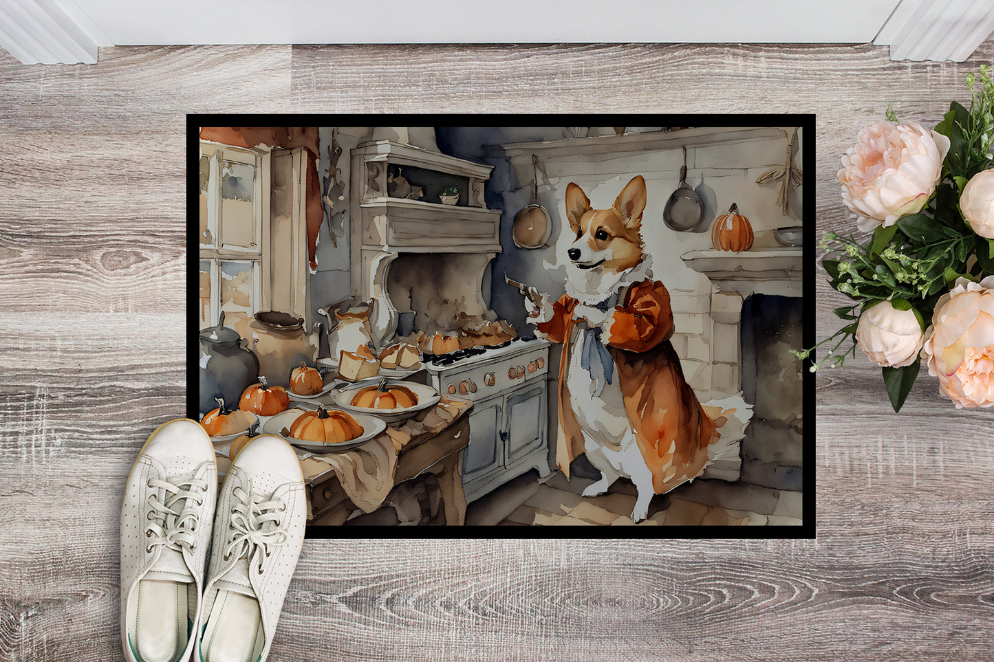 Corgi Fall Kitchen Pumpkins Doormat