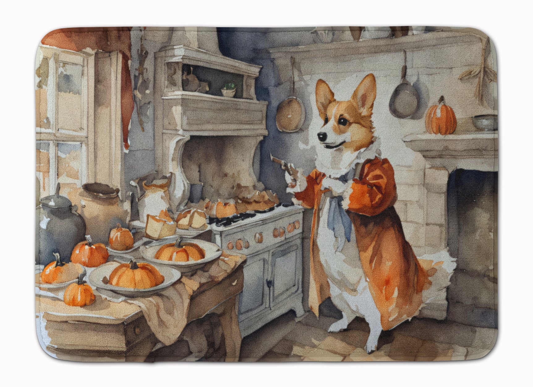 Buy this Corgi Fall Kitchen Pumpkins Memory Foam Kitchen Mat