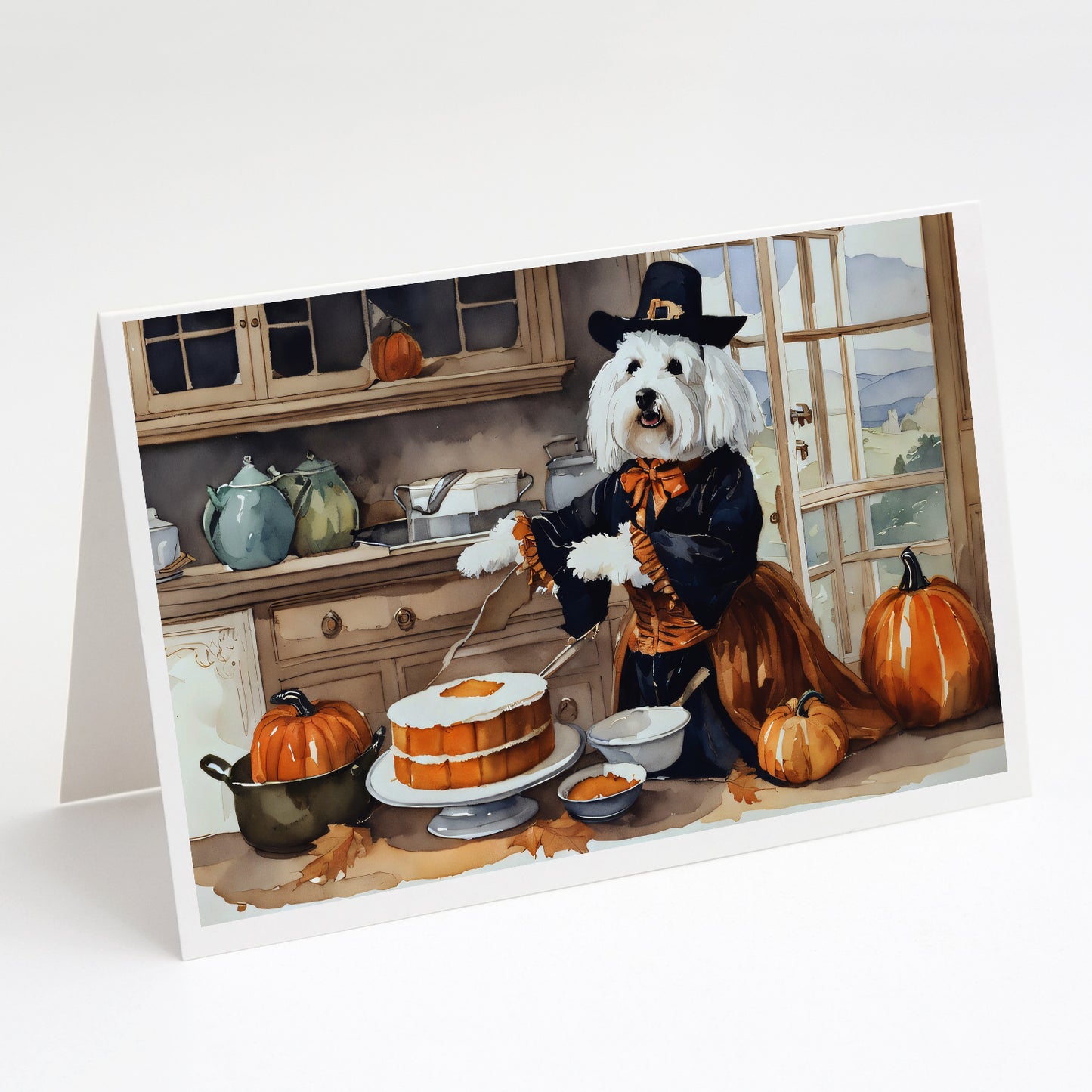 Buy this Coton De Tulear Fall Kitchen Pumpkins Greeting Cards Pack of 8