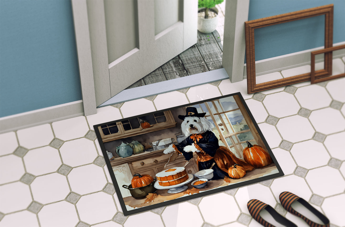 Coton De Tulear Fall Kitchen Pumpkins Doormat