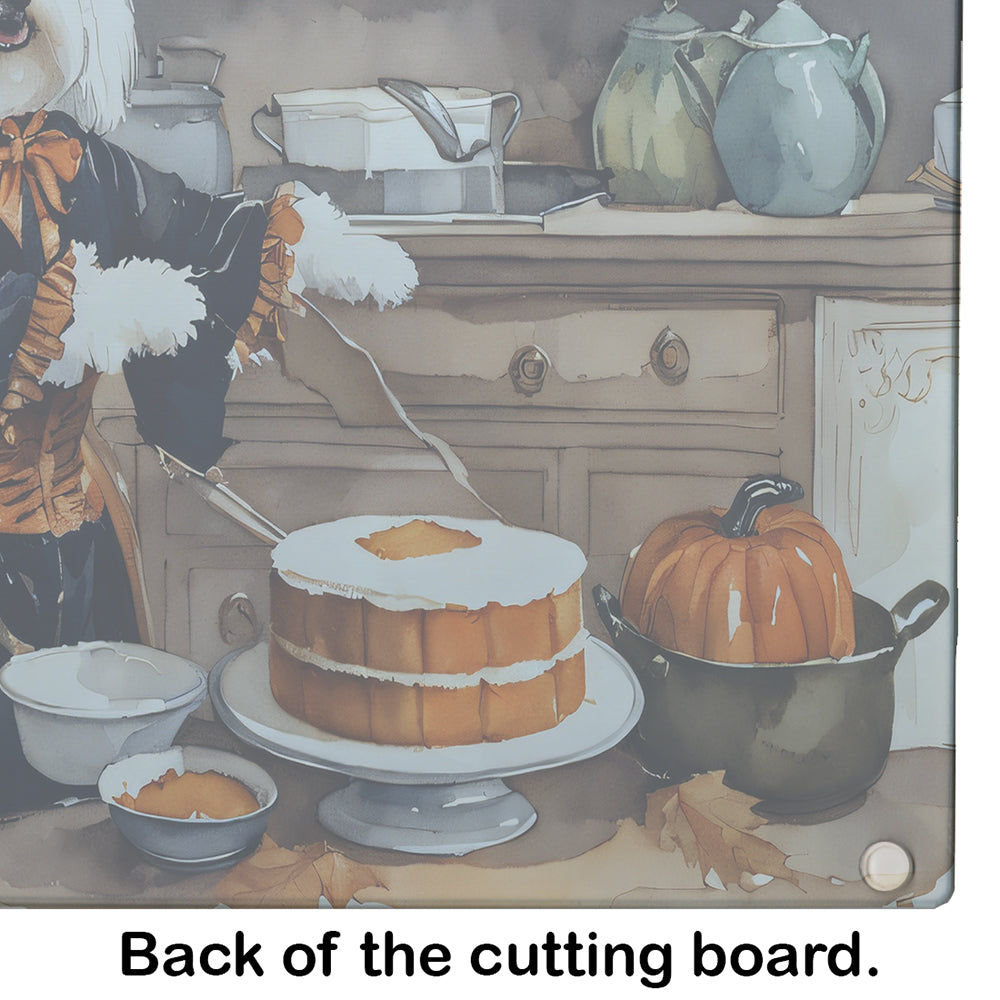 Coton De Tulear Fall Kitchen Pumpkins Glass Cutting Board