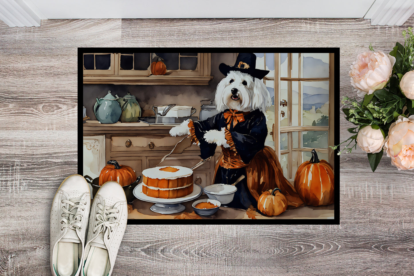 Coton De Tulear Fall Kitchen Pumpkins Doormat