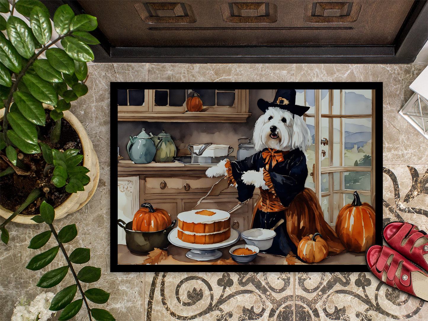 Coton De Tulear Fall Kitchen Pumpkins Doormat