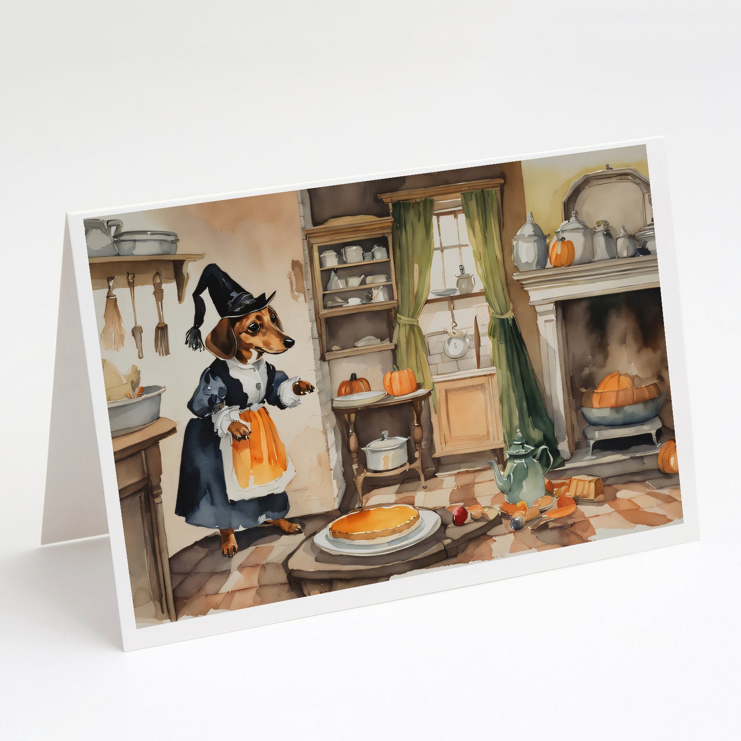 Buy this Dachshund Fall Kitchen Pumpkins Greeting Cards Pack of 8
