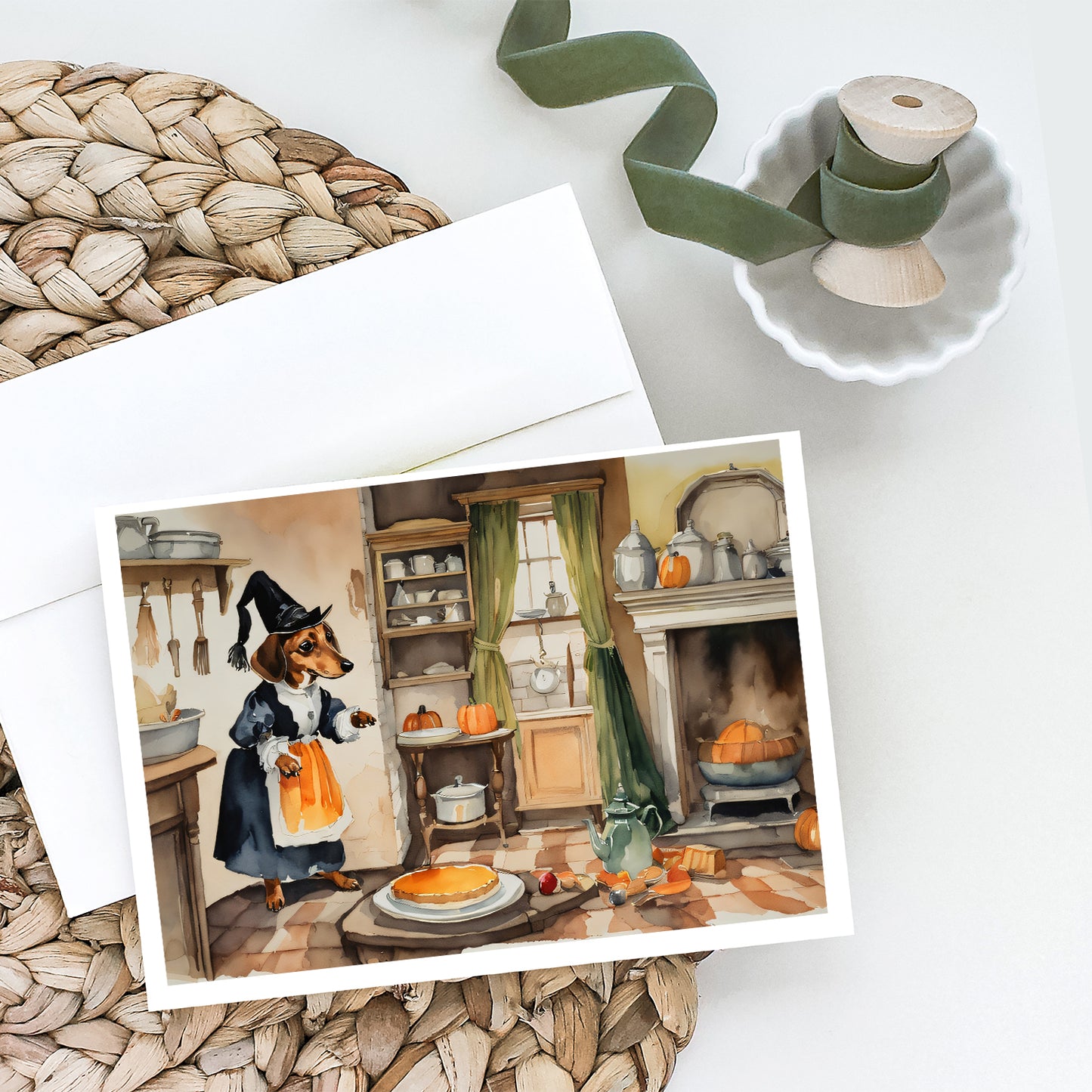 Dachshund Fall Kitchen Pumpkins Greeting Cards Pack of 8