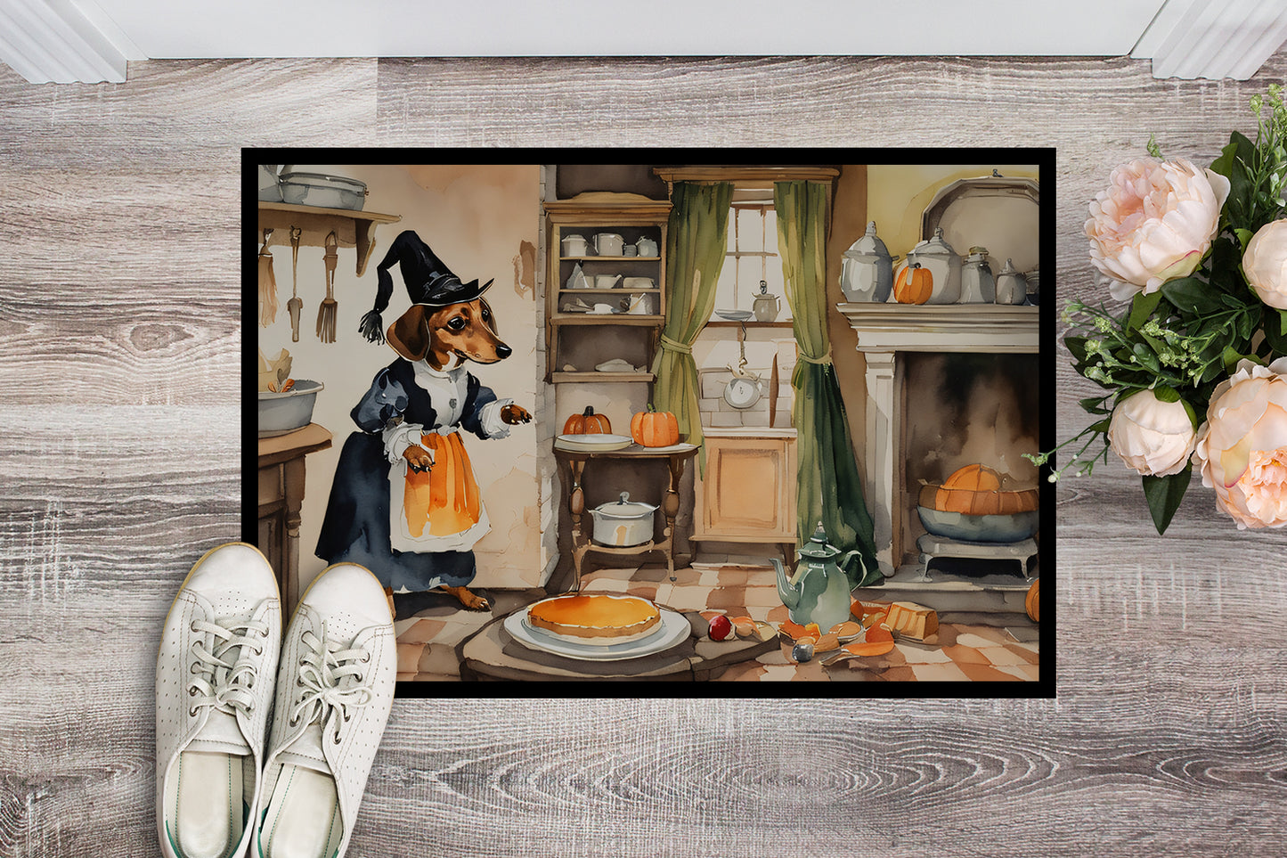 Dachshund Fall Kitchen Pumpkins Doormat