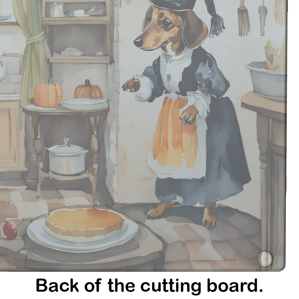 Dachshund Fall Kitchen Pumpkins Glass Cutting Board