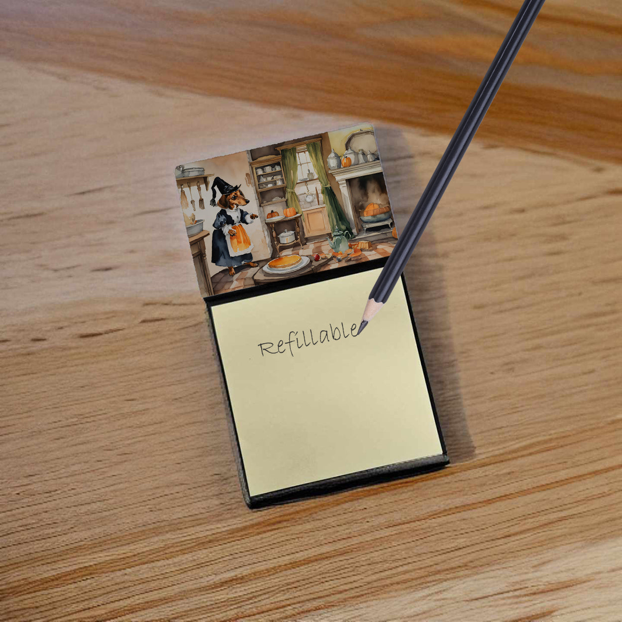 Dachshund Fall Kitchen Pumpkins Sticky Note Holder