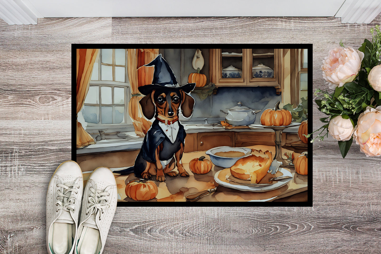 Dachshund Fall Kitchen Pumpkins Doormat