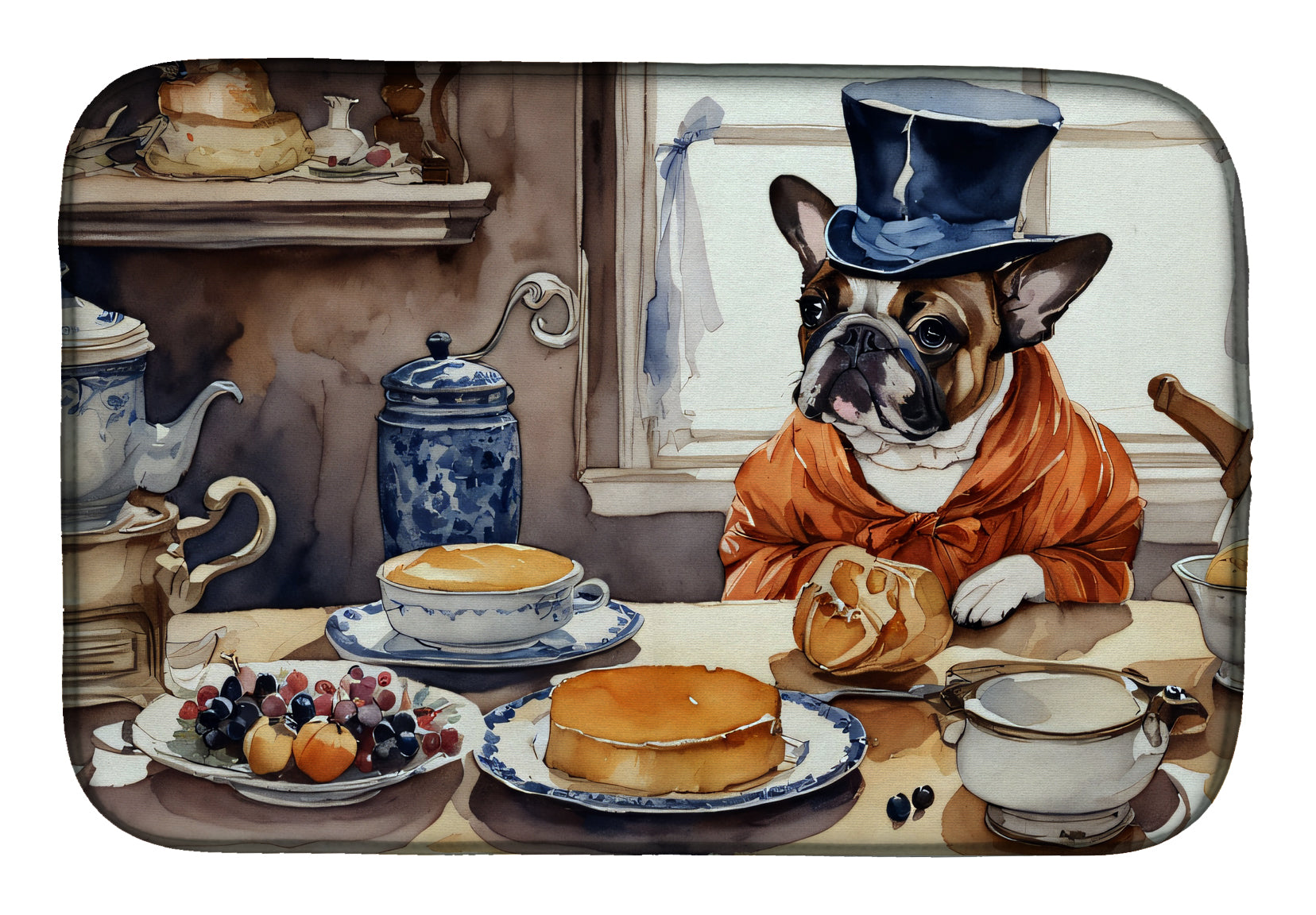 Buy this French Bulldog Fall Kitchen Pumpkins Dish Drying Mat