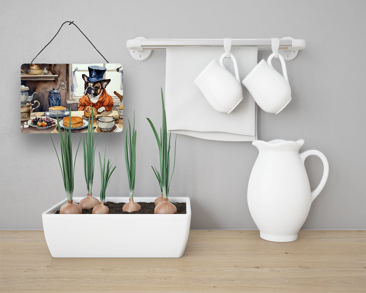 French Bulldog Fall Kitchen Pumpkins Wall or Door Hanging Prints