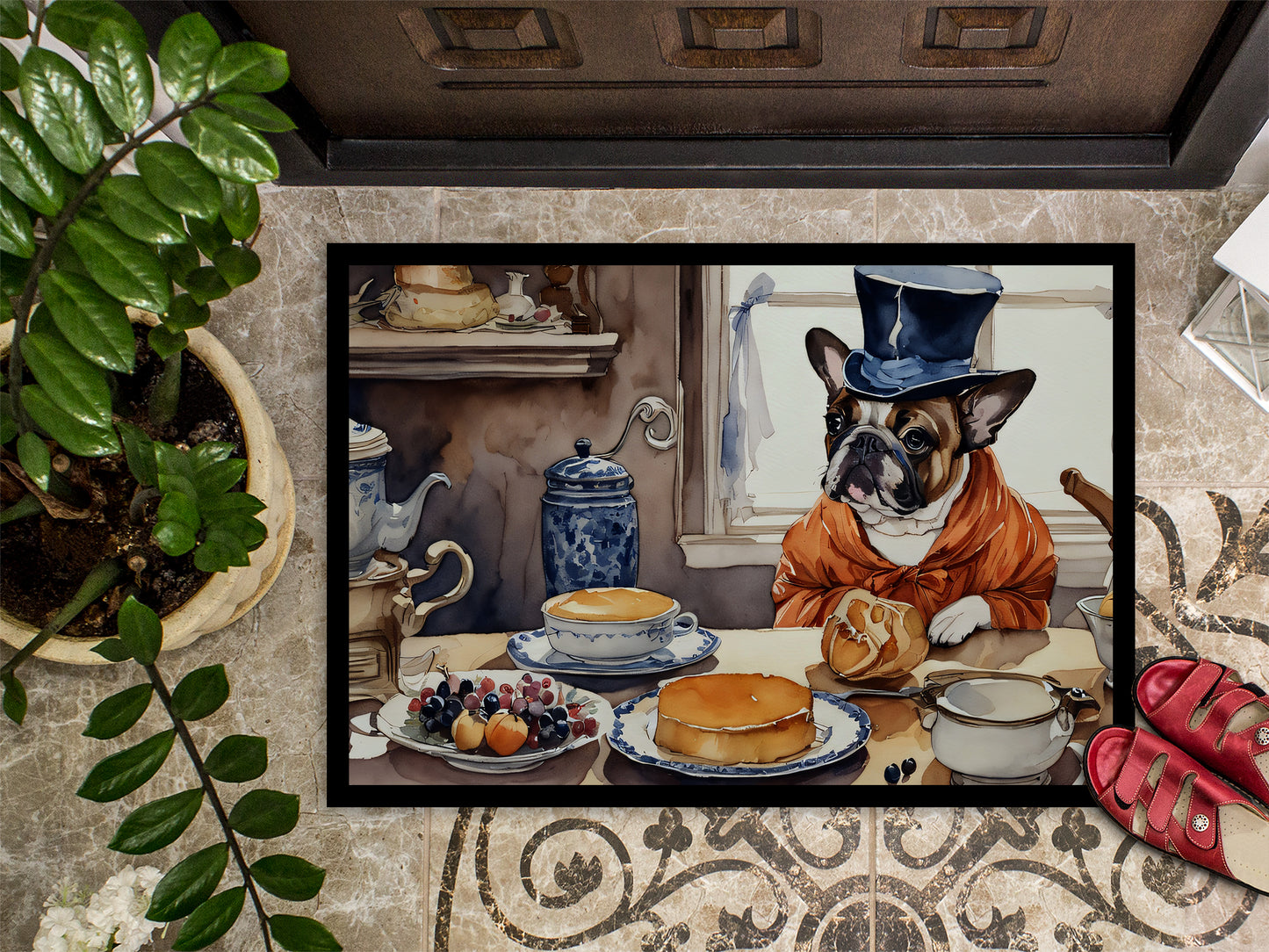 French Bulldog Fall Kitchen Pumpkins Doormat