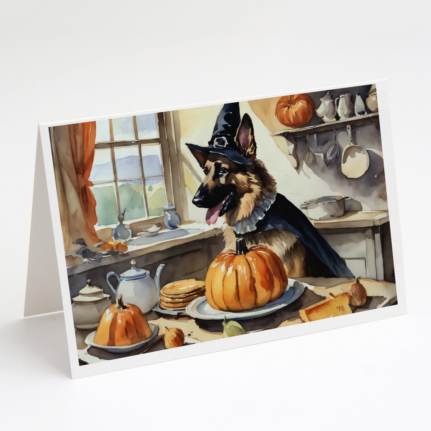 Buy this German Shepherd Fall Kitchen Pumpkins Greeting Cards Pack of 8