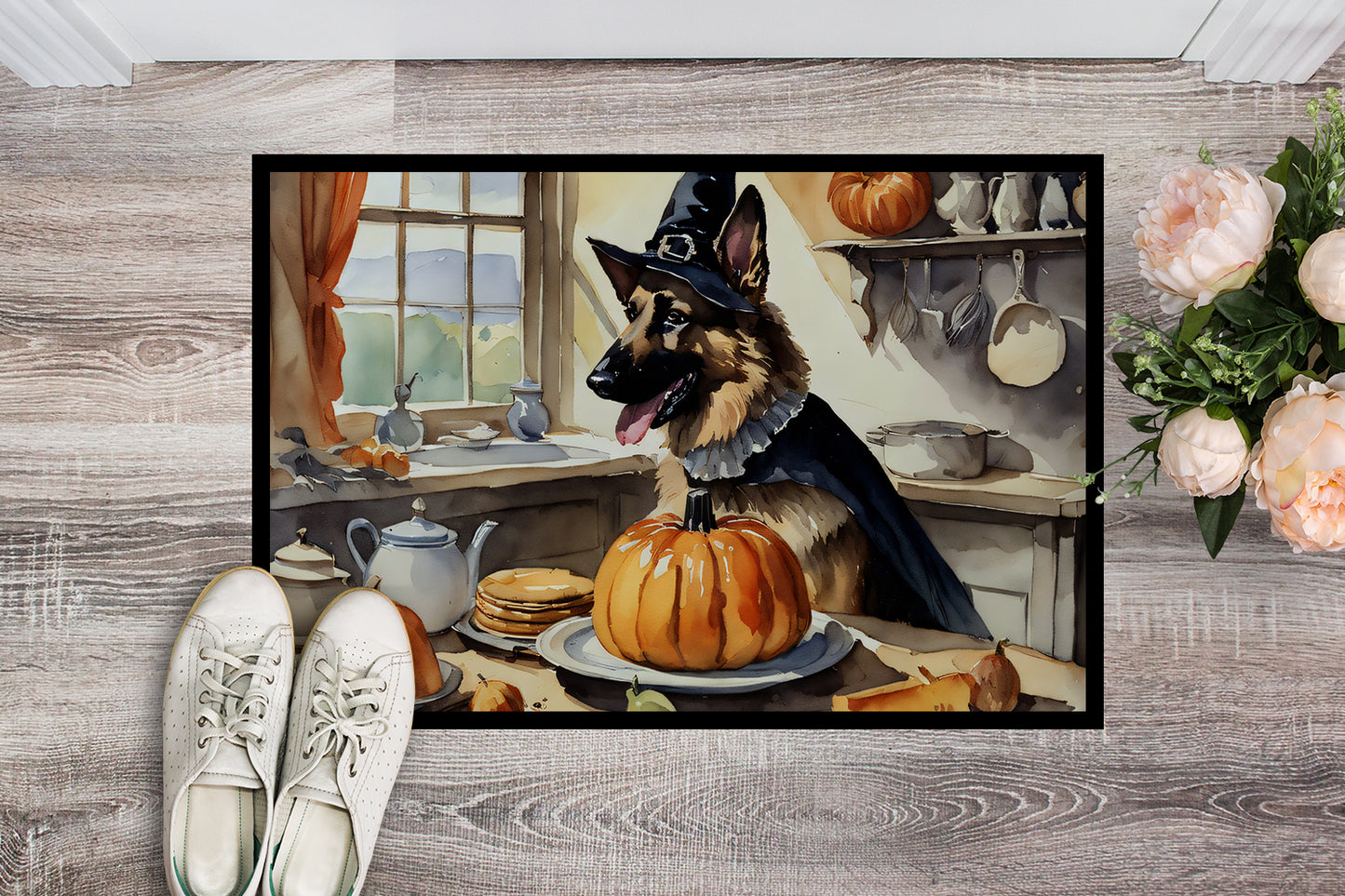 German Shepherd Fall Kitchen Pumpkins Doormat