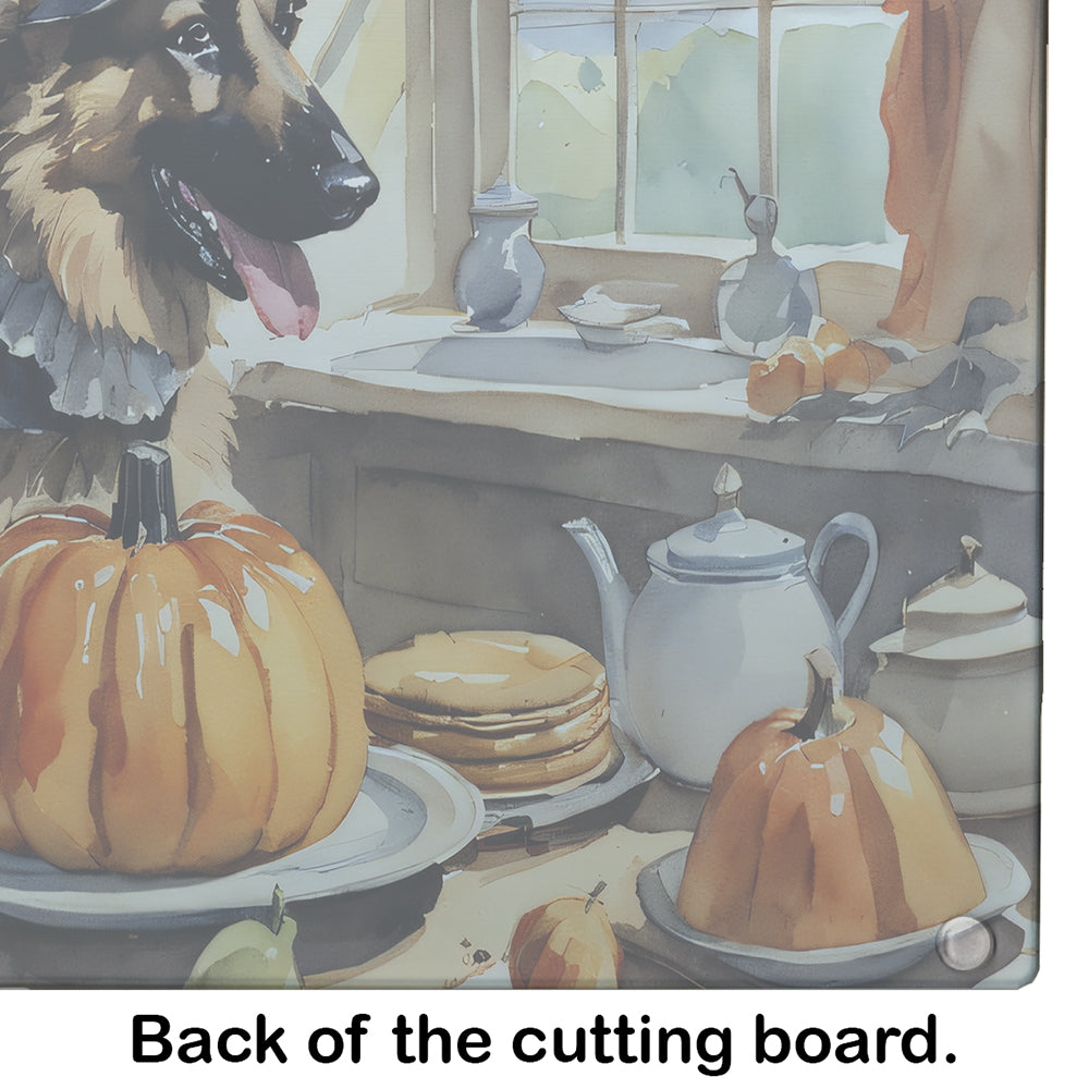 German Shepherd Fall Kitchen Pumpkins Glass Cutting Board